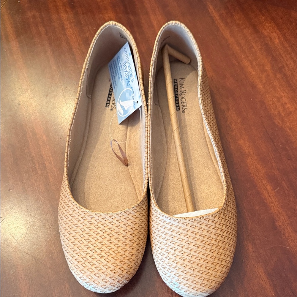 Kim Rogers Tan Woven Flats